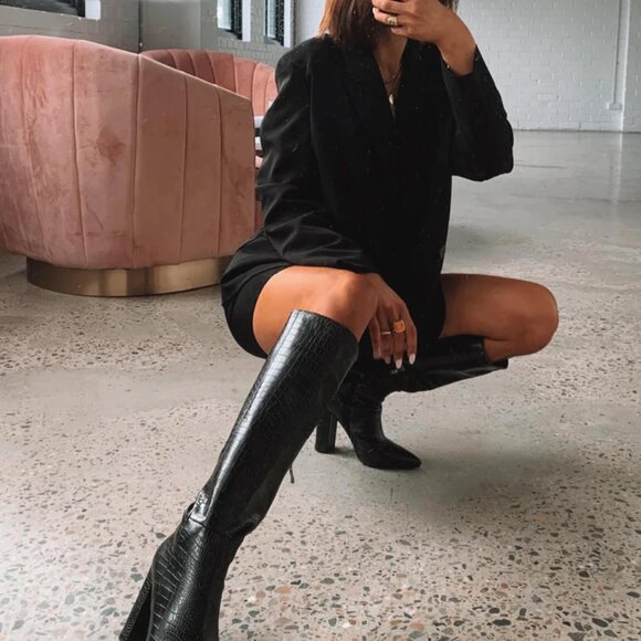 Milla Black Croc Heeled Boot - Billini - Picture 10 of 10